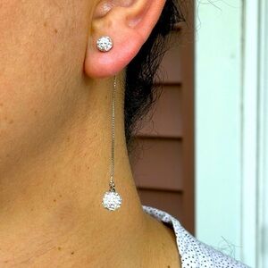NEW 925 Sterling Long Tassel Ball Drop Earrings